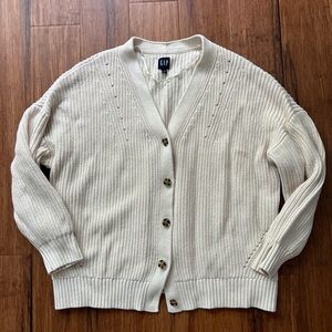GAP Women's Ivory Button-Up Cardigan